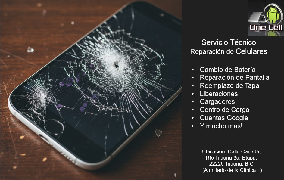 Promoción de socio comercial One Cell para reparación de celulares